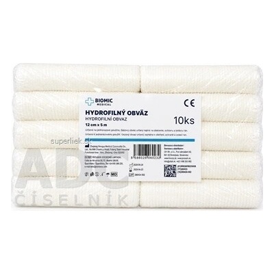 Zhejiang Hongyu Medical Commodity Co., Ltd. BIOMIC Obväz hydrofilný 12 cm x 5 m 10 ks