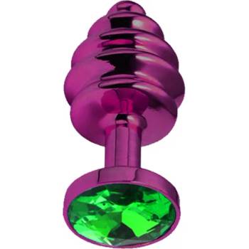 Image 1 of Sensual Метално дилдо Butt Plug с оребрение "PURPLE HONEY GREEN" 7 см. Размер - S