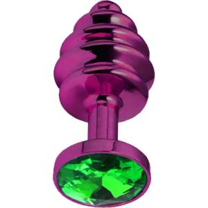 Sensual Метално дилдо Butt Plug с оребрение "PURPLE HONEY GREEN" 7 см. Размер - S