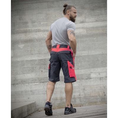 Ardon NEON HI VIS šortky montérkové šortky ČIERNO ČERVENÉ H6406