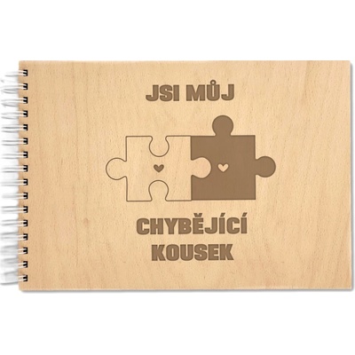 Okamih Ručně vyrobené svatební fotoalbum na míru, ze dřeva "Jsi můj chybějící kousek"