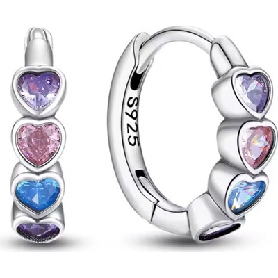 GRACE Silver Jewellery Stříbrné náušnice s barevnými srdíčky E-C2E131/370