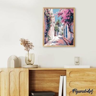 Figured ART Malování podle čísel ROZKVETLÁ ULIČKA na rámu 40 x 50 cm