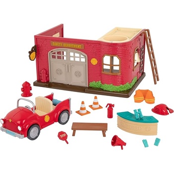 Li′ l Woodzeez Игрален комплект Battat - Li′l Woodzeez, Пожарна станция (BTWZ6609Z)
