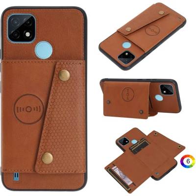 OPPO Realme C21Y/C25Y Удароустойчив Magnetic Кожен Калъф, Card Slots & Holder и Протектор