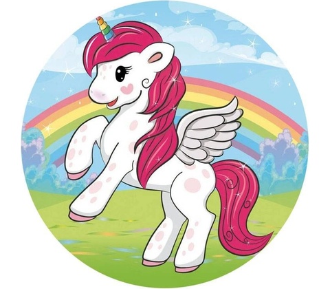 Jedlý papír na dort jednorožec a duha 20cm Dekora