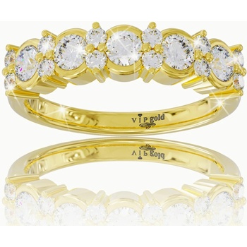 VIPgold Zlatý prsteň s bielymi zafírmi v žltom zlate R35626z S