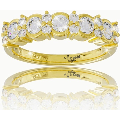 VIPgold Zlatý prsteň s bielymi zafírmi v žltom zlate R35626z S