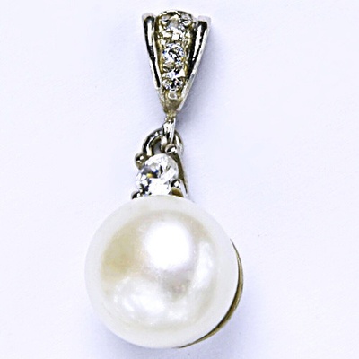 Čištín Stříbrný přívěšek, přírodní říční perla, bílá P 1286/2