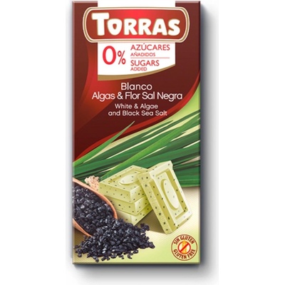 Torras Biela čokoláda s chlorelou a čiernou morskou soľou 75g