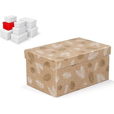 MFP vianočná darčeková krabica s vekom, rozmer 22x14x11cm, hnedý kraft s potlačou