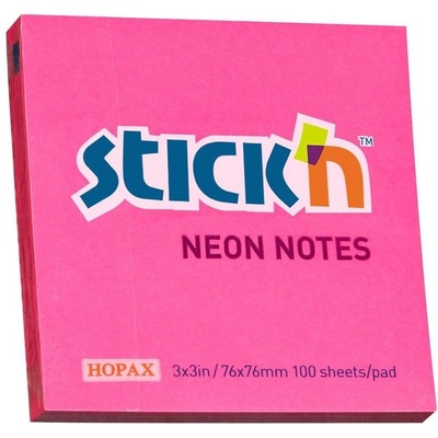 Stick`n Stick'n Самозалепващи се листчета, 76x76 mm, неонови, магент (1040120165)