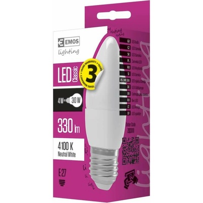Emos LED žiarovka Classic Candle 4W E27 neutrálna biela