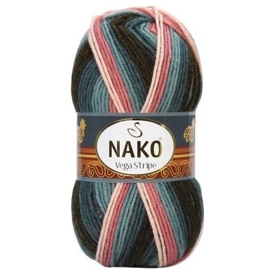 Nako Pletací příze Nako Vega Stripe 82418 - hnědá