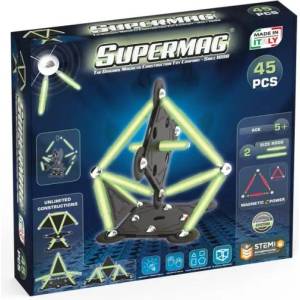 Supermag магнитен строителен комплект Glow 45бр (0666)