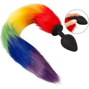 You2Toys Анален разширител с дълга многоцветна опашка Fluffy Tail Rainbow