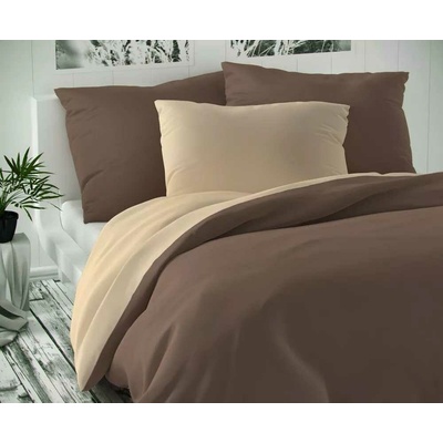 Kvalitex satén obliečky Luxury Collection tmavo hnedé béžové 140x220 70x90