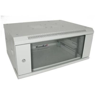 Rozvaděč XtendLan WS-4U-64-GREY-P Rozvaděč, 19", na stěnu, jednodílný, výška 4U, 600 x 450, skleněné dveře, šedý WS-4U-64-GREY-P
