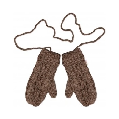 Baby Nellys Dámské pletené palčáky s fleecovou podšívkou hnědé