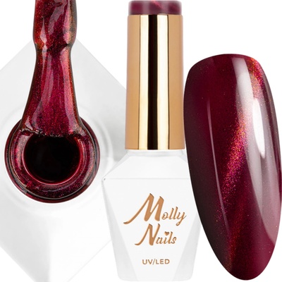 Hybridní lak MOLLYNAILS 8g LED/UV Gel Polish Cat Eye Red červený č. 234
