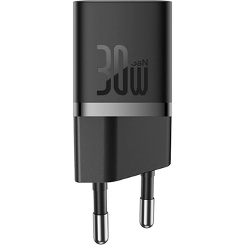 Baseus Захранване за ел. мрежа с USB-C изход с технология за бързо зареждане - Baseus GaN 5 Mini USB-C PD Fast Wall Charger 30W (P10110902117-Z1) (черен) (P10110902117-Z1)