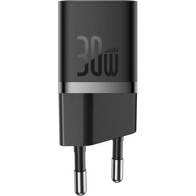 Baseus Захранване за ел. мрежа с USB-C изход с технология за бързо зареждане - Baseus GaN 5 Mini USB-C PD Fast Wall Charger 30W (P10110902117-Z1) (черен) (P10110902117-Z1)