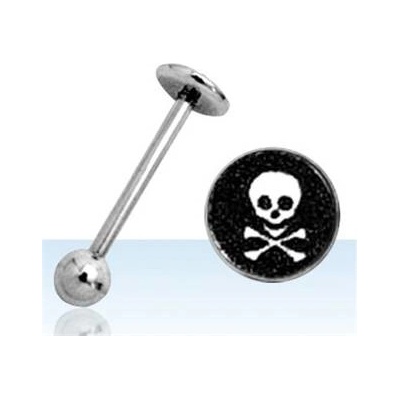 Šperky4U piercing do jazyka lebka s hnáty PJ01209