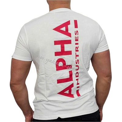 Alpha Industries Backprint T tričko pánske white red biele