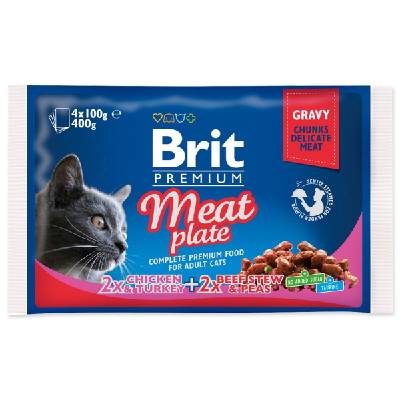 Brit Premium Cat Delicate Fillets in Gravy Turkey and Chicken, Beef and Peas 4 x 100 g