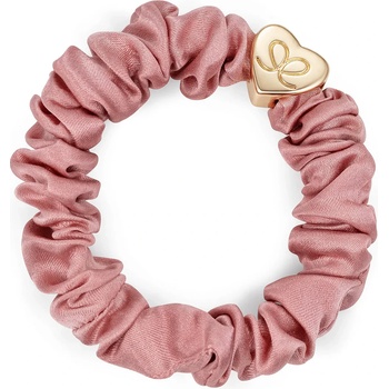 By Eloise London Silk Scrunchie Gold Heart Ластик за коса за жени цвят Champagne Pink