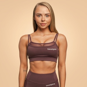 GymBeam BeastPink Спортен сутиен Breeze Mulberry XS