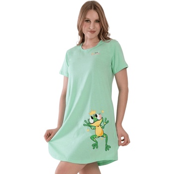 Нощница в светлозелено с апликация на жабка