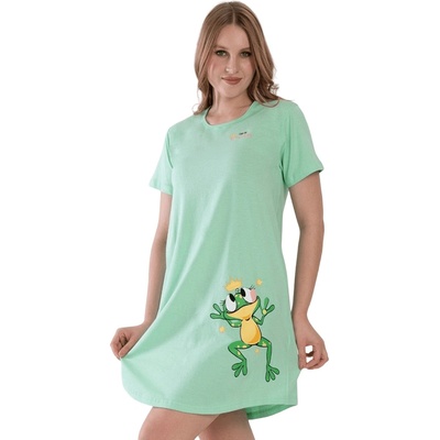 Нощница в светлозелено с апликация на жабка