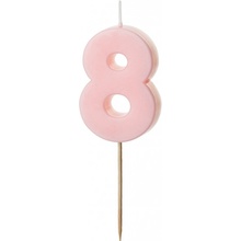 Sviečka PartyDeco Číslo 8 svetloružová 5,5cm