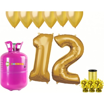 HeliumKing Hélium párty set na 12. narodeniny so zlatými balónmi