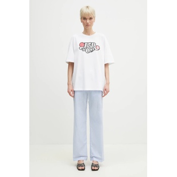 Fiorucci Памучен панталон Fiorucci Striped Logo в синьо с широка каройка, с висока талия U02SPBPA299CO01BL02 (U02SPBPA299CO01BL02)