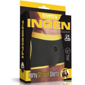 Lovetoy Унисекс страп-он боксерски с изрязано дупе Ingen черни