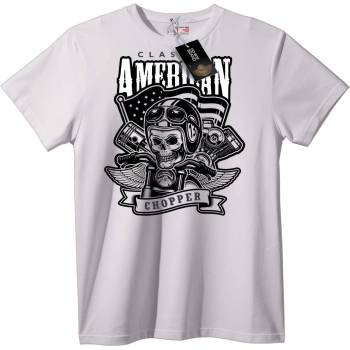 NOONEBRAND Американски Чопър Скъл Т-Шърт - 2XL, White