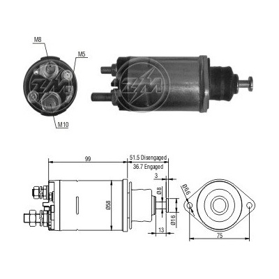 Spínač startéru 10479604 Delco 10457601