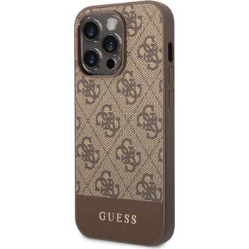 GUESS Гръб Guess 4G Stripe Case за iPhone 14 Pro - Кафяв (3666339088521)