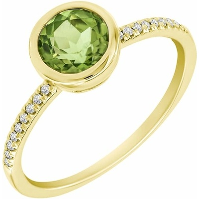 Eppi Žiarivý zlatý prsteň s olivínom a diamantmi Czarina R32186