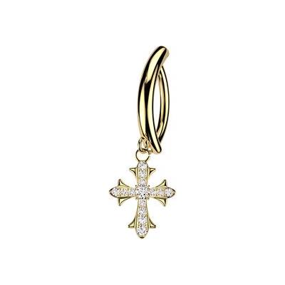 Šperky4U Zlacený piercing do pupíku křížek WP0143-GD