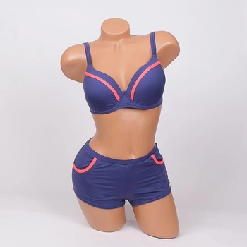 Image 1 of Бански с боксер в тъмносиньо и коралов кант - чашка b