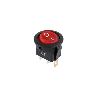 Kolískový prepínač 3-pin, 12V, červený, podsvietený PRK0018B