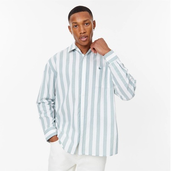 Jack Wills Риза с дълъг ръкав Jack Wills Stripe Long Sleeve Shirt - White/Green