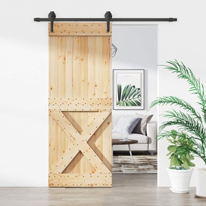 vidaXL Преплъзваща се врата 80 x 210 cm Естествено и черно (3445130)
