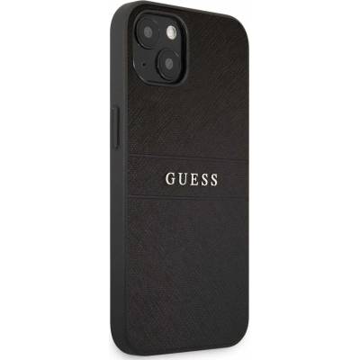 GUESS Saffiano PU Leather Hard Case - дизайнерски кожен кейс за iPhone 13 (черен)