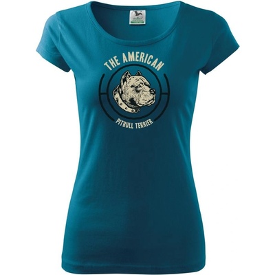 Americký pitbull terier hlava Pure dámske tričko Petrolejová