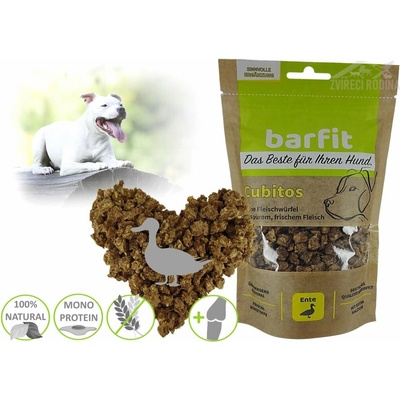 BARFIT Jemné masové kostky 99,5% Kachna Přírodní Cubitos sušené Natural 200 g