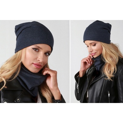 Fashionweek zimní set čepice a šála pletený tunel na fleece ZIZI-B3 Jeans